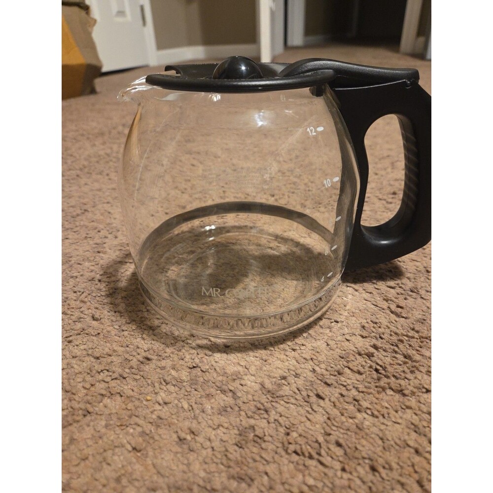 Mr. Coffee Carafe Replacement Pitcher 12 Cup Coffee Maker Pot Glass Clear Black